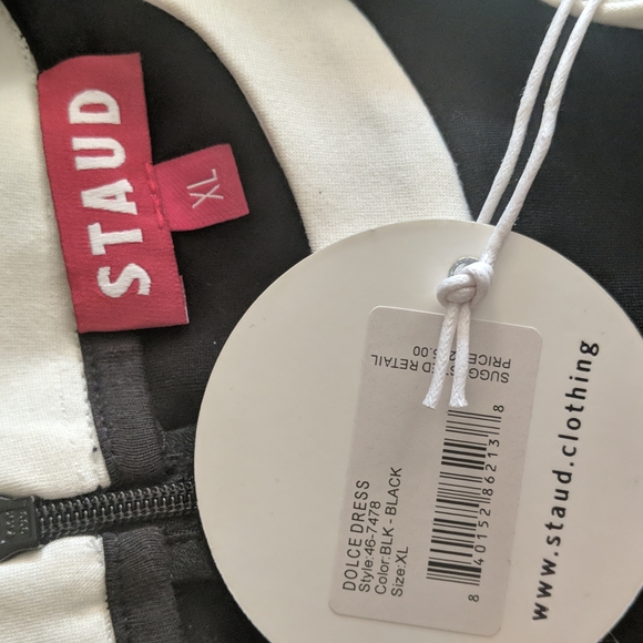 STAUD Dolce Contrast cut-out ponte Maxi dress black & white NWT - Picture 11 of 12